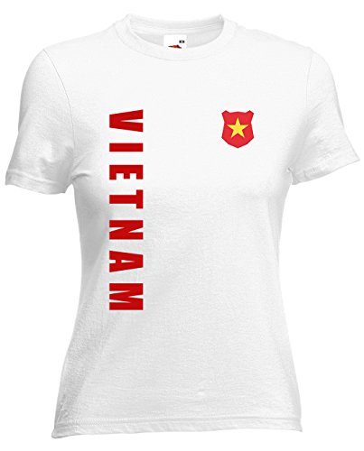 Vietnam WM-2022 Damen T-Shirt Wunschname Nummer Weiß M von AkyTex