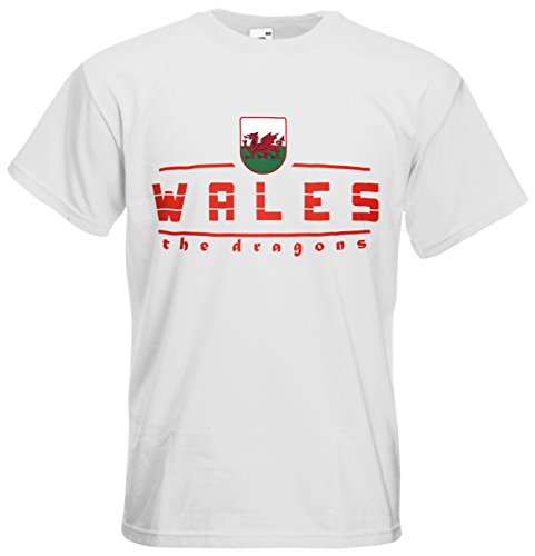 Wales Cymru T-Shirt Fanshirt Nation EM-2021 Weiß XL von AkyTEX