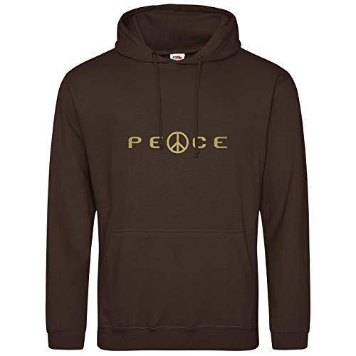 AkyTex Peace CND Hoodie Symbol Frieden Nuklear Abrüstung Kapuzenpullover Sweatshirt (Chocolate, XXL) von AkyTex