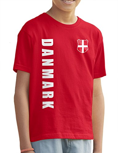 Dänemark Danmark Kinder T-Shirt Name Nummer EM-2021 Trikot Rot 140 von AkyTEX