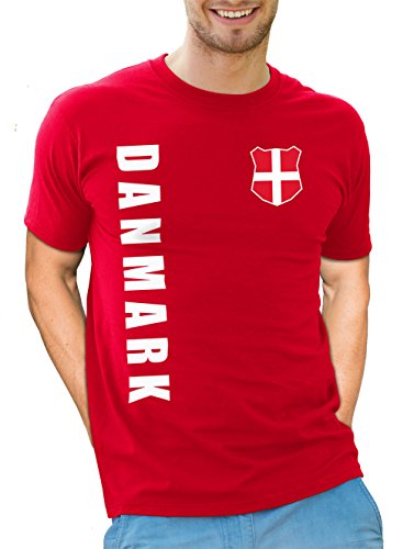 Dänemark Danmark T-Shirt Wunschname Nummer EM-2021 Trikot Rot M von AkyTEX