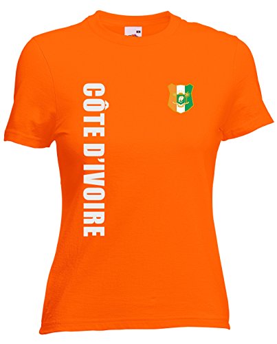 Elfenbeinküste Cote D'Ivoire WM-2022 Damen T-Shirt Wunschname Nummer Orange L von AkyTex