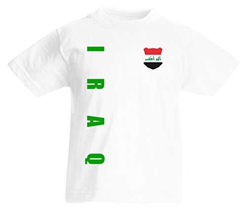 Irak Iraq WM-2022 Kinder T-Shirt Wunschname Nummer Weiß 140 von AkyTex