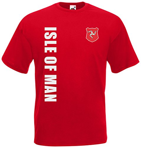 Isle of Man EM-2020 T-Shirt Fanshirt Wunschname Nummer Rot XL von AkyTex
