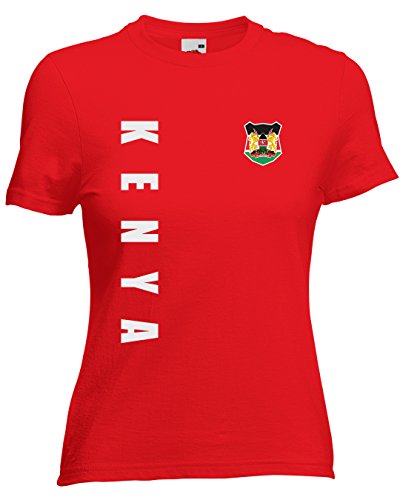 Kenia Kenya WM-2022 Damen T-Shirt Wunschname Nummer Rot M von AkyTEX