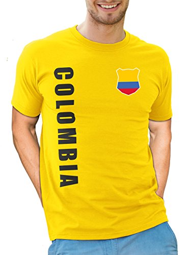 Kolumbien Colombia T-Shirt Wunschname Nummer WM-2022 Trikot Gelb XXL von AkyTex