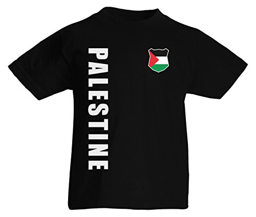 Palästina Palestine WM-2022 Kinder T-Shirt Wunschname Nummer Schwarz 152 von AkyTex