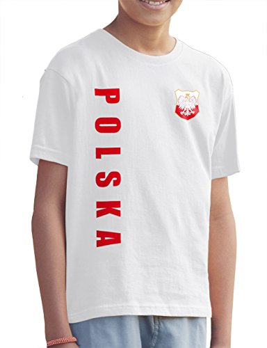Polen Polska Kinder T-Shirt Name Nummer EM-2021 Trikot Weiß 152 von AkyTEX