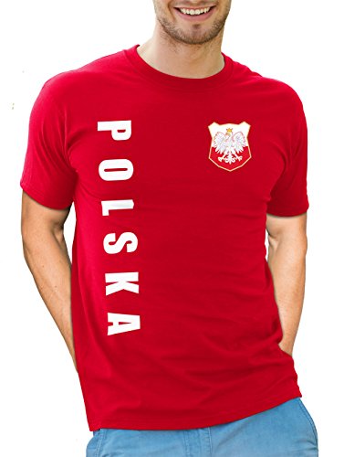 Polen Polska T-Shirt Wunschname Nummer EM-2021 Trikot Rot L von AkyTEX