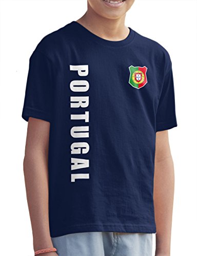 Portugal Kinder T-Shirt Name Nummer EM-2021 Trikot Navyblau 164 von AkyTex