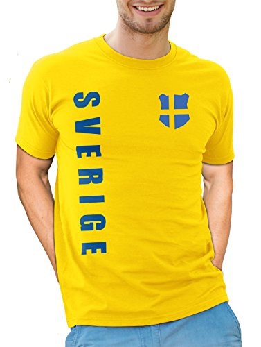 Schweden Sverige T-Shirt Wunschname Nummer EM-2021 Trikot Gelb XL von AkyTEX