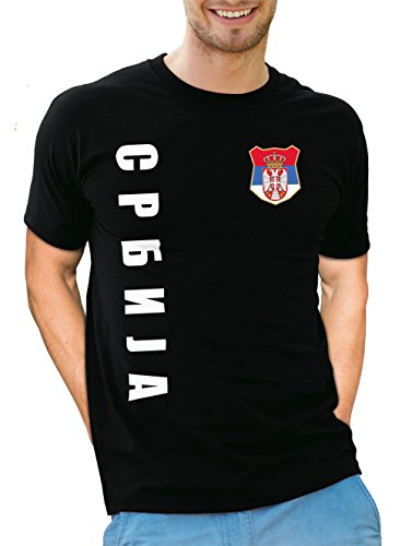 Serbien Srbija T-Shirt Wunschname Nummer EM-2021 Trikot Schwarz XXL von AkyTEX
