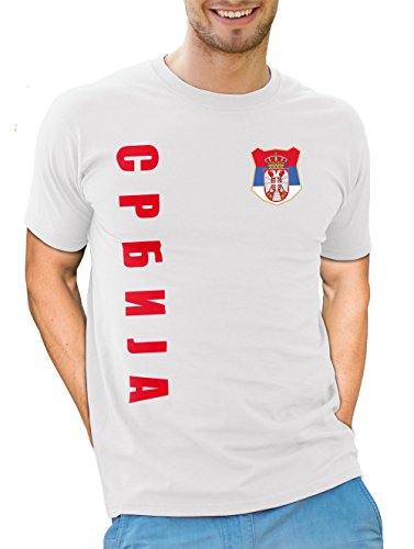 Serbien Srbija T-Shirt Wunschname Nummer EM-2021 Trikot Weiß L von AkyTEX