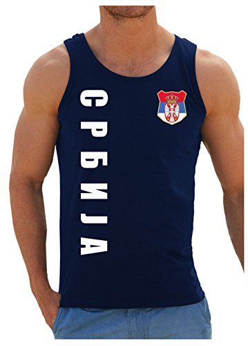 Serbien Srbija Tank-Top Name Nummer EM-2021 Shirt Trikot Navyblau XL von AkyTEX