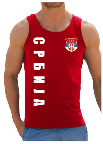 Serbien Srbija Tank-Top Name Nummer EM-2021 Shirt Trikot Rot XL von AkyTex