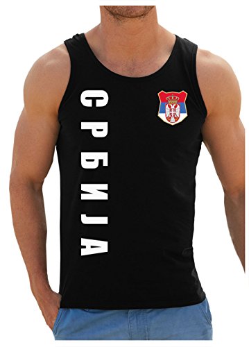 Serbien Srbija Tank-Top Name Nummer EM-2021 Shirt Trikot Schwarz XL von AkyTEX