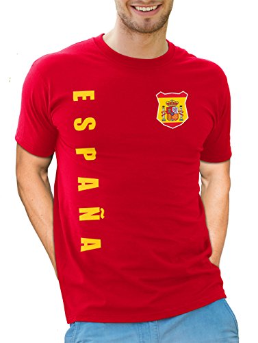 Spanien Espana T-Shirt Wunschname Nummer EM-2021 Trikot Rot M von AkyTex