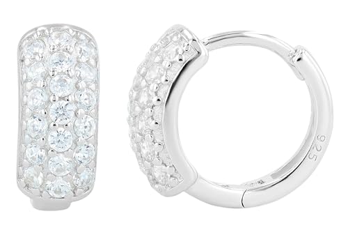 925/- Echt Silber Creolen mit Zirkoniabesatz, silberfarben rhodiniert von Akzent