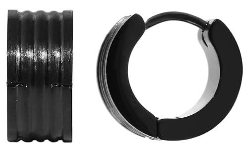 AKZENT® Wasserfeste Edelstahl Ohrringe Creolen in Schwarz für Damen, 100% Wasserfest & Hautverträglich von Akzent