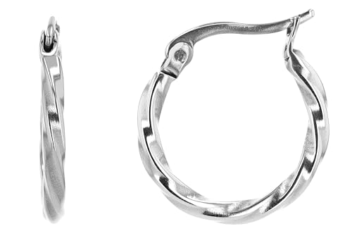 AKZENT® Wasserfeste Edelstahl Creolen für Damen, 100% Wasserfest & Hautverträglich (Creole - Twist 2) von Akzent