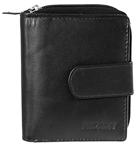 Akzent Damen-Geldbörse Echt Leder Hochformat 12 x 10 cm 3000251 (schwarz) von Akzent