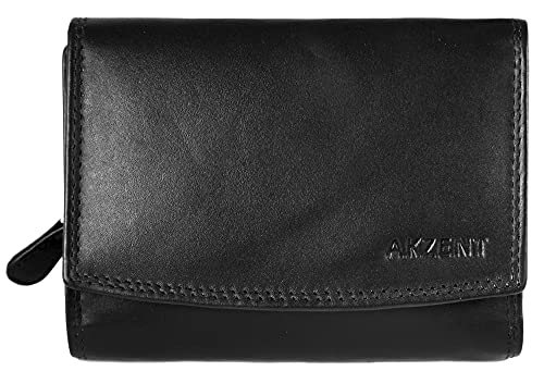 Akzent Damen-Geldbörse Echt Leder Querformat 14 x 10 cm 3000244 (schwarz) von Akzent