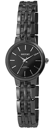 Akzent Damen - Uhr Metallglieder Armbanduhr Analog Quarz 1800195 (Schwarz) von Akzent