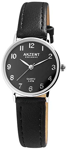 Akzent Exclusive Damen - Uhr Lederimitations Armbanduhr Dornschließe Analog Quarz 1900208 von Akzent