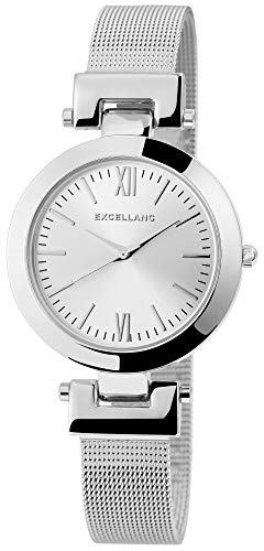 Akzent Damen-Uhr Meshband Edelstahl Hakenverschluß Elegant Analog Quarz 1800155 (silberfarbig) von Akzent