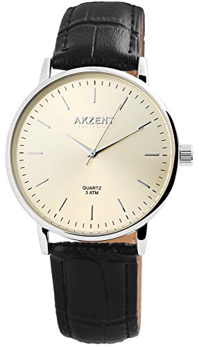 Akzent Exclusive Herren–Uhr Kunstleder Dornschließe Analog Quarz 2900117 von Akzent