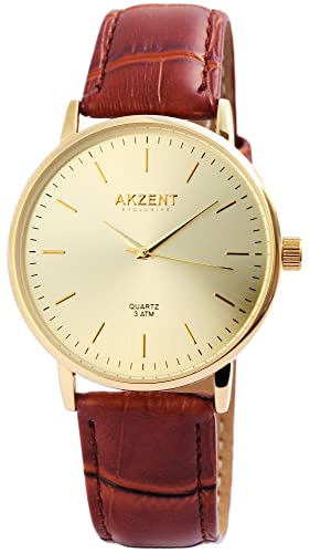 Akzent Exclusive Herren–Uhr Kunstleder Dornschließe Analog Quarz 2900117 von Akzent