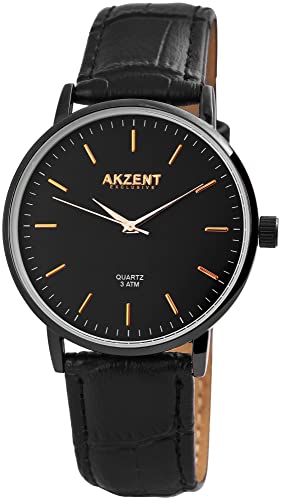 Akzent Exclusive Herren–Uhr Kunstleder Dornschließe Analog Quarz 2900117 von Akzent