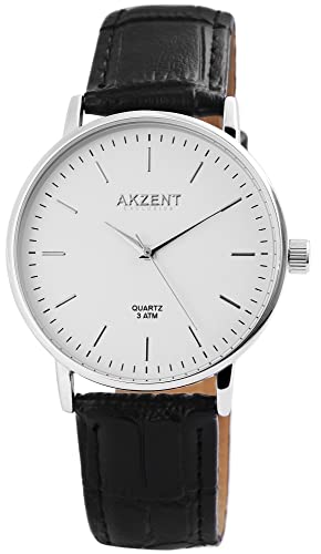 Akzent Exclusive Herren–Uhr Kunstleder Dornschließe Analog Quarz 2900117 von Akzent
