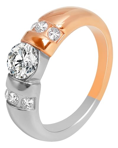 Akzent® Damen Ring - Damenring Größe 52 aus Edelstahl in Bicolor, 100% Wasserfest & Hautverträglich von Akzent