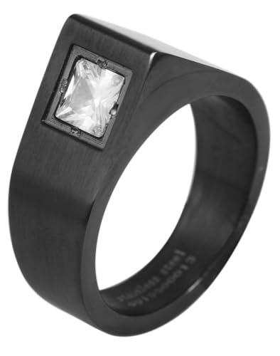 Akzent® Damen Ring - Damenring Größe 60 aus Edelstahl in Schwarz, 100% Wasserfest & Hautverträglich von Akzent