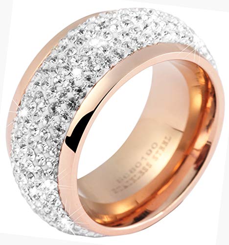 Akzent® Damen Ring - Damenring Größe 62 aus Edelstahl in Roségold, 100% Wasserfest & Hautverträglich von Akzent