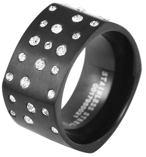 Akzent® Damen Ring - Damenring Größe 62 aus Edelstahl in Schwarz, 100% Wasserfest & Hautverträglich von Akzent