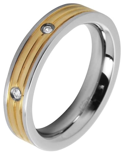 Akzent® Herren Ring - Herrenring Größe 54 aus Edelstahl in Bicolor, 100% Wasserfest & Hautverträglich von Akzent
