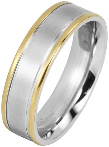 Akzent® Herren Ring - Herrenring Größe 66 aus Edelstahl in Bicolor, 100% Wasserfest & Hautverträglich von Akzent