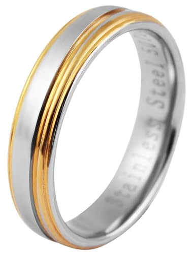Akzent® Herren Ring - Herrenring Größe 70 aus Edelstahl in Bicolor, 100% Wasserfest & Hautverträglich von Akzent
