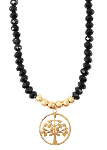 Akzent® Kette Damen - Premium Halskette Damen mit Anhänger aus Edelstahl in Schwarz, 100% Wasserfest & Hautverträglich von Akzent