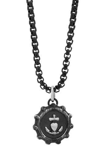 Akzent® Kette Unisex - Premium Halskette Unisex mit Anhänger aus Edelstahl in Schwarz, 100% Wasserfest & Hautverträglich von Akzent