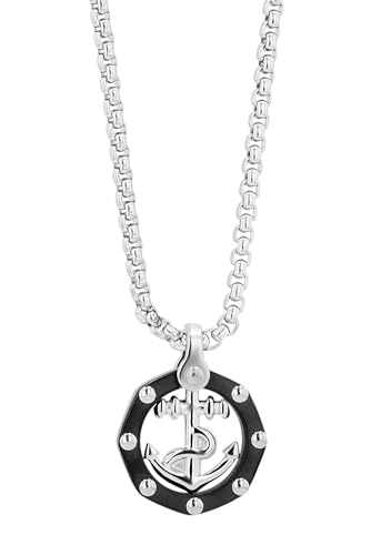 Akzent® Kette Unisex - Premium Halskette Unisex mit Anhänger aus Edelstahl in Schwarz, 100% Wasserfest & Hautverträglich von Akzent