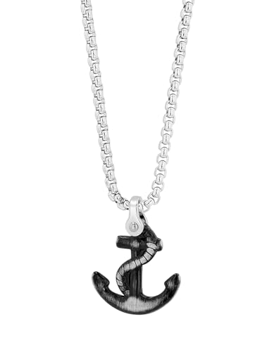 Akzent® Kette Unisex - Premium Halskette Unisex mit Anhänger aus Edelstahl in Schwarz, 100% Wasserfest & Hautverträglich von Akzent