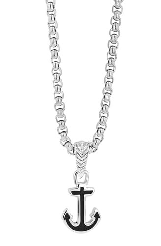 Akzent® Kette Unisex - Premium Halskette Unisex mit Anhänger aus Edelstahl in Schwarz, 100% Wasserfest & Hautverträglich von Akzent