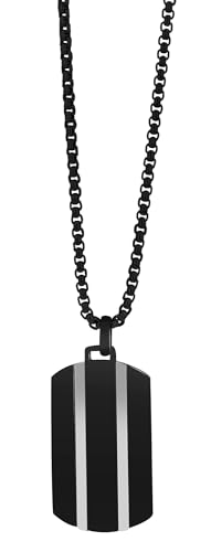 Akzent® Kette Unisex - Premium Halskette Unisex mit Anhänger aus Edelstahl in Schwarz, 100% Wasserfest & Hautverträglich von Akzent