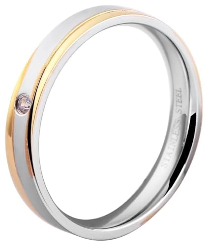 Akzent® Partner Ringe - Partnerringe Größe 48 aus Edelstahl in bicolor, 100% Wasserfest & Hautverträglich von Akzent