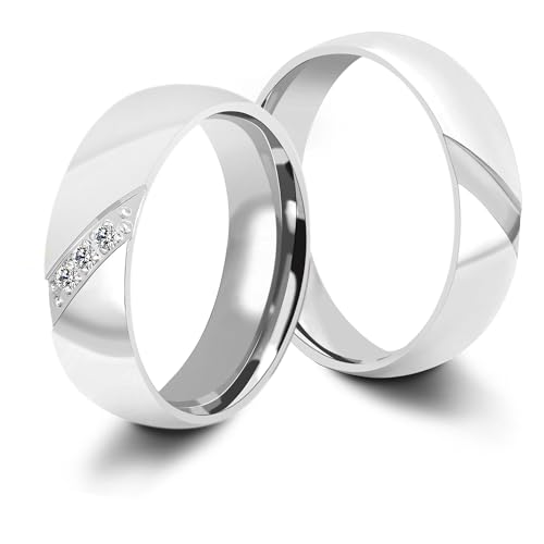 Akzent® Partner Ringe - Partnerringe Größe 60 aus Edelstahl in Silber, 100% Wasserfest & Hautverträglich von Akzent