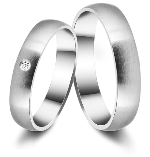 Akzent® Partner Ringe - Partnerringe Größe 72 aus Edelstahl in Silber, 100% Wasserfest & Hautverträglich von Akzent