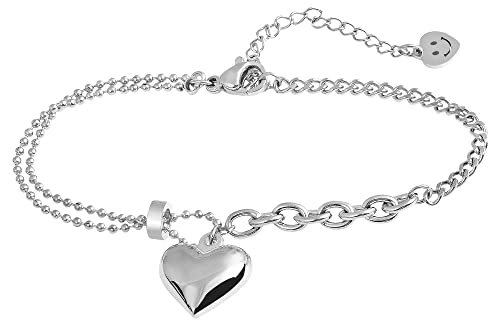 Akzent Antonia Damen-Armband Edelstahl Herz Liebe 17 cm + 9 cm 5030542 (silberfarbig) von Akzent